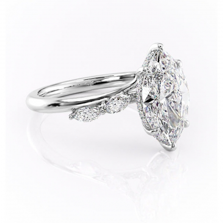 Marquise - Inel de logodnă Faelynn din aur Alb 14kt cu moissanite tăietură marquise – Pietre laterale rafinată pentru profil înalt | Personalizează și configurează gratuit online