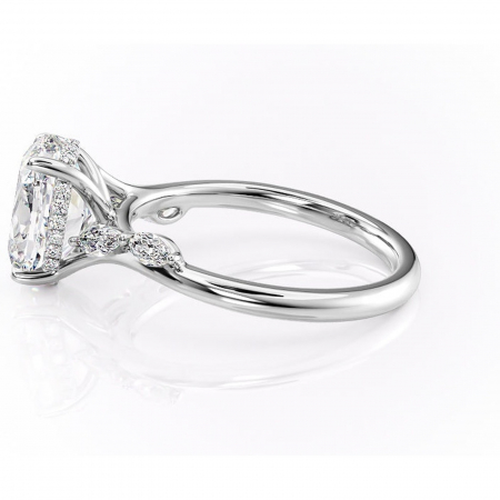 Inel de logodnă Faelynn din aur Alb 14kt cu moissanite tăietură ovală – Pietre laterale rafinată pentru profil înalt | Personalizează și configurează gratuit online [5]