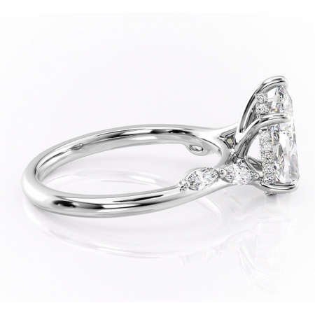 Inel de logodnă Faelynn din aur Alb 14kt cu moissanite tăietură pară – Pietre laterale rafinată pentru profil înalt | Personalizează și configurează gratuit online [1]