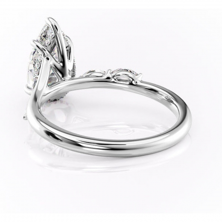 Inel de logodnă Faelynn din aur Alb 14kt cu moissanite tăietură pară – Pietre laterale rafinată pentru profil înalt | Personalizează și configurează gratuit online [3]