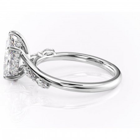 Inel de logodnă Faelynn din aur Alb 14kt cu moissanite tăietură pară – Pietre laterale rafinată pentru profil înalt | Personalizează și configurează gratuit online [5]