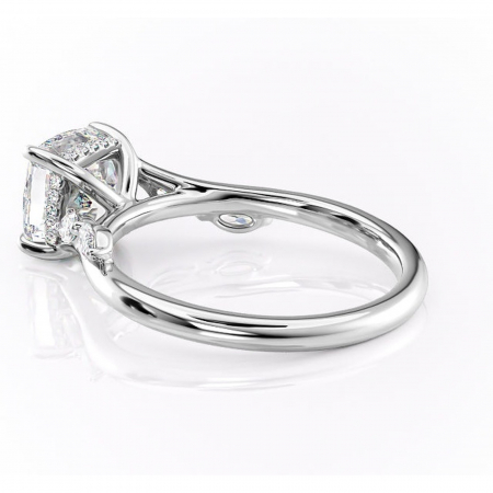 Inel de logodnă Faelynn din aur Alb 18kt cu moissanite tăietură pernă – Pietre laterale rafinată pentru profil înalt | Personalizează și configurează gratuit online [4]