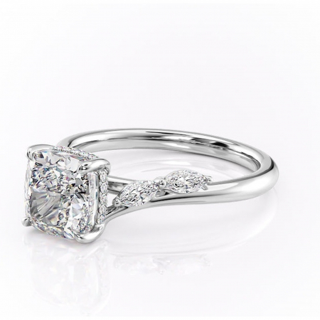 Inel de logodnă Faelynn din aur Alb 18kt cu moissanite tăietură pernă – Pietre laterale rafinată pentru profil înalt | Personalizează și configurează gratuit online [6]