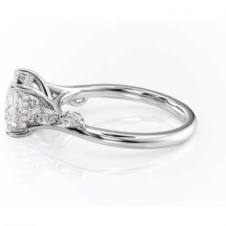 Inel de logodnă Faelynn din aur Alb 14kt cu moissanite tăietură princess – Pietre laterale rafinată pentru profil înalt | Personalizează și configurează gratuit online [5]