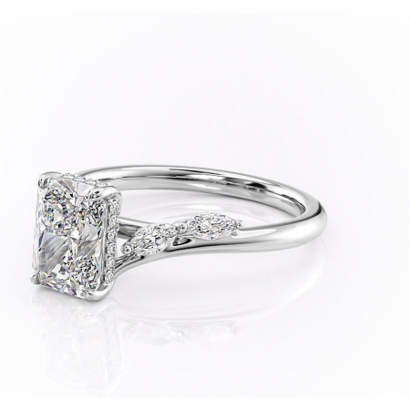 Inel de logodnă Faelynn din aur Alb 18kt cu moissanite tăietură radiantă – Pietre laterale rafinată pentru profil înalt | Personalizează și configurează gratuit online [6]