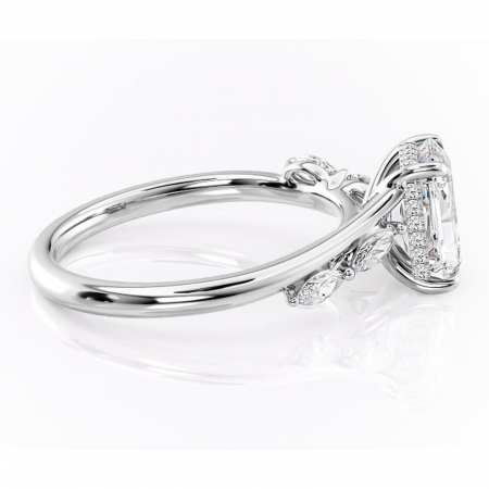 Inel de logodnă Faelynn din aur Alb 18kt cu moissanite tăietură radiantă – Pietre laterale rafinată pentru profil înalt | Personalizează și configurează gratuit online [1]