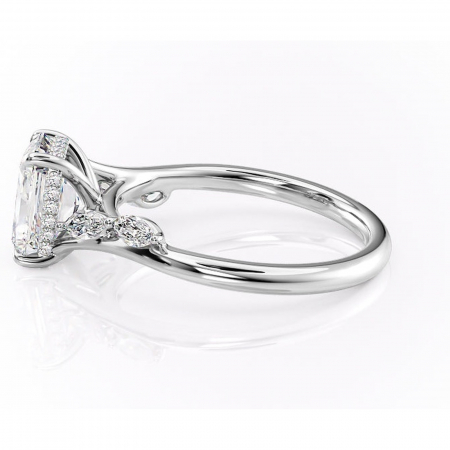 Inel de logodnă Faelynn din aur Alb 18kt cu moissanite tăietură radiantă – Pietre laterale rafinată pentru profil înalt | Personalizează și configurează gratuit online [5]