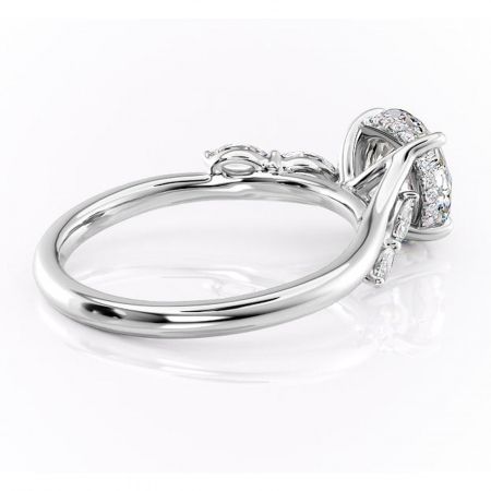 Inel de logodnă Faelynn din aur Alb 14kt cu moissanite tăietură rotundă – Pietre laterale rafinată pentru profil înalt | Personalizează și configurează gratuit online [2]