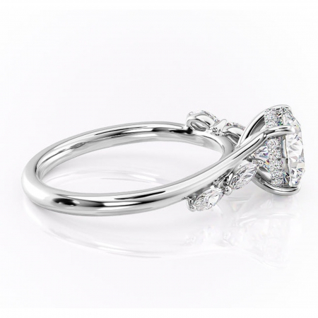 Inel de logodnă Faelynn din aur Alb 14kt cu moissanite tăietură rotundă – Pietre laterale rafinată pentru profil înalt | Personalizează și configurează gratuit online [1]