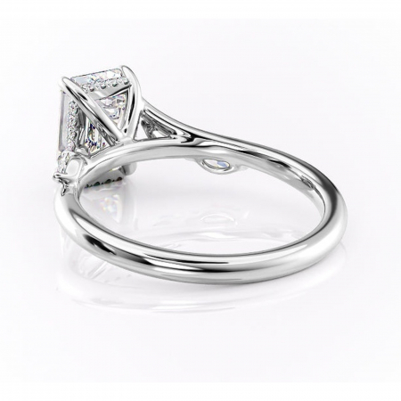 Inel de logodnă Faelynn din aur Alb 14kt cu moissanite tăietură smarald – Pietre laterale rafinată pentru profil înalt | Personalizează și configurează gratuit online [3]