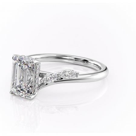 Inel de logodnă Faelynn din aur Alb 14kt cu moissanite tăietură smarald – Pietre laterale rafinată pentru profil înalt | Personalizează și configurează gratuit online [6]