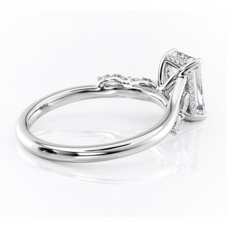 Inel de logodnă Faelynn din aur Alb 14kt cu moissanite tăietură smarald – Pietre laterale rafinată pentru profil înalt | Personalizează și configurează gratuit online [2]