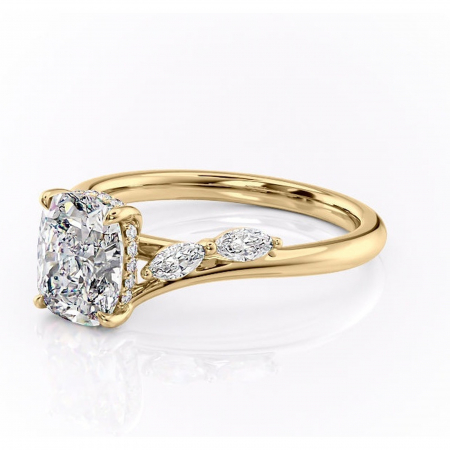 Inel de logodnă Faelynn din aur Galben 14kt cu moissanite tăietură asscher – Pietre laterale rafinată pentru profil înalt | Personalizează și configurează gratuit online [6]