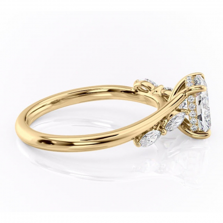 Inel de logodnă Faelynn din aur Galben 14kt cu moissanite tăietură asscher – Pietre laterale rafinată pentru profil înalt | Personalizează și configurează gratuit online [1]