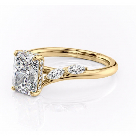 Inel de logodnă Faelynn din aur Galben 18kt cu moissanite tăietură radiantă – Pietre laterale rafinată pentru profil înalt | Personalizează și configurează gratuit online [6]