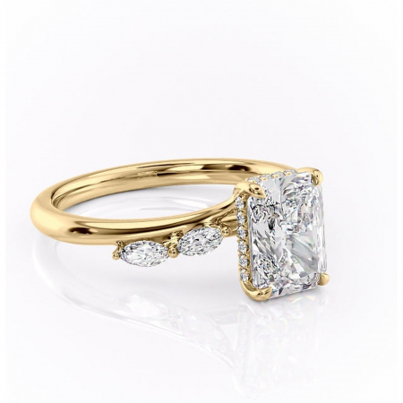 Radiantă - Inel de logodnă Faelynn din aur Galben 18kt cu moissanite tăietură radiantă – Pietre laterale rafinată pentru profil înalt | Personalizează și configurează gratuit online