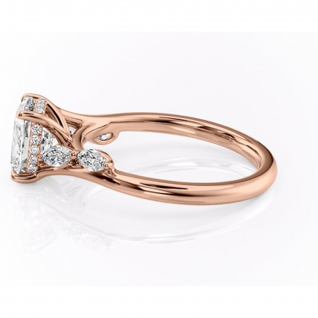 Inel de logodnă Faelynn din aur Rose 14kt cu moissanite tăietură asscher – Pietre laterale rafinată pentru profil înalt | Personalizează și configurează gratuit online [5]