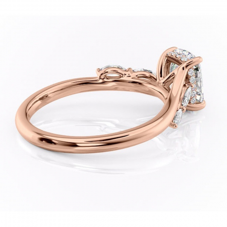 Inel de logodnă Faelynn din aur Rose 14kt cu moissanite tăietură asscher – Pietre laterale rafinată pentru profil înalt | Personalizează și configurează gratuit online [2]