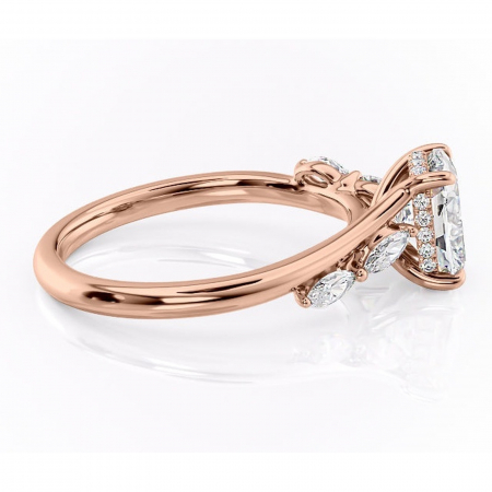 Inel de logodnă Faelynn din aur Rose 14kt cu moissanite tăietură asscher – Pietre laterale rafinată pentru profil înalt | Personalizează și configurează gratuit online [1]
