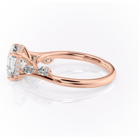 Inel de logodnă Faelynn din aur Rose 18kt cu moissanite tăietură asscher – Pietre laterale rafinată pentru profil înalt | Personalizează și configurează gratuit online [5]