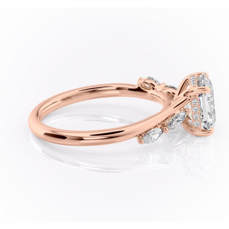 Inel de logodnă Faelynn din aur Rose 18kt cu moissanite tăietură asscher – Pietre laterale rafinată pentru profil înalt | Personalizează și configurează gratuit online [1]