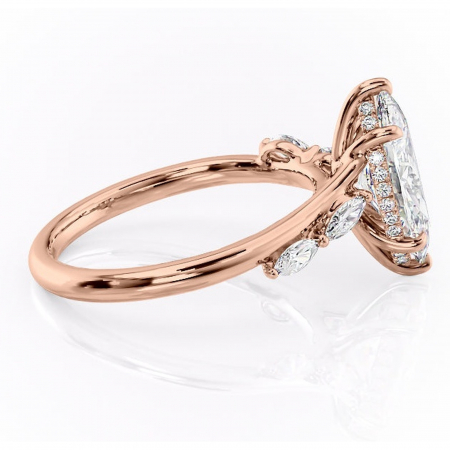 Inel de logodnă Faelynn din aur Rose 14kt cu moissanite tăietură marquise – Pietre laterale rafinată pentru profil înalt | Personalizează și configurează gratuit online [1]