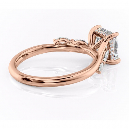 Inel de logodnă Faelynn din aur Rose 14kt cu moissanite tăietură princess – Pietre laterale rafinată pentru profil înalt | Personalizează și configurează gratuit online [2]