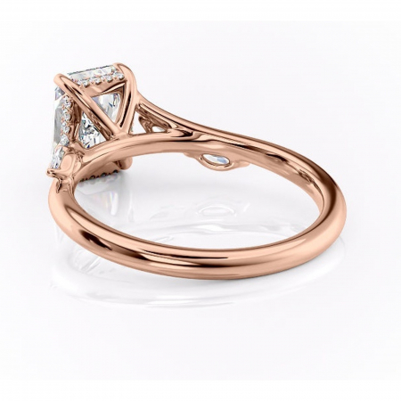 Inel de logodnă Faelynn din aur Rose 14kt cu moissanite tăietură radiantă – Pietre laterale rafinată pentru profil înalt | Personalizează și configurează gratuit online [3]