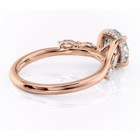 Inel de logodnă Faelynn din aur Rose 14kt cu moissanite tăietură rotundă – Pietre laterale rafinată pentru profil înalt | Personalizează și configurează gratuit online [2]
