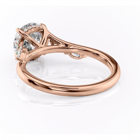 Inel de logodnă Faelynn din aur Rose 14kt cu moissanite tăietură rotundă – Pietre laterale rafinată pentru profil înalt | Personalizează și configurează gratuit online [3]