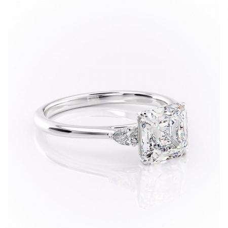 Asscher - Inel de logodnă Felicity din aur Alb 14kt cu moissanite tăietură asscher – Solitar rafinată pentru profil înalt | Personalizează și configurează gratuit online