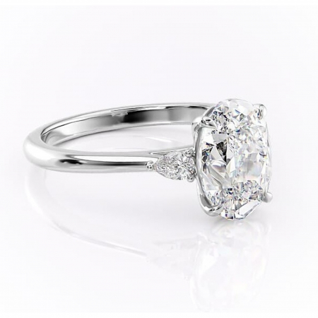 Ovală - Inel de logodnă Felicity din aur Alb 14kt cu moissanite tăietură ovală – Solitar rafinată pentru profil înalt | Personalizează și configurează gratuit online