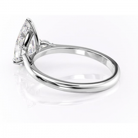 Inel de logodnă Felicity din aur Alb 14kt cu moissanite tăietură pară – Solitar rafinată pentru profil înalt | Personalizează și configurează gratuit online [4]