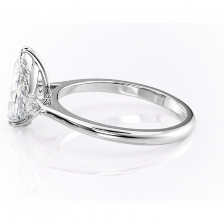 Inel de logodnă Felicity din aur Alb 14kt cu moissanite tăietură pară – Solitar rafinată pentru profil înalt | Personalizează și configurează gratuit online [5]