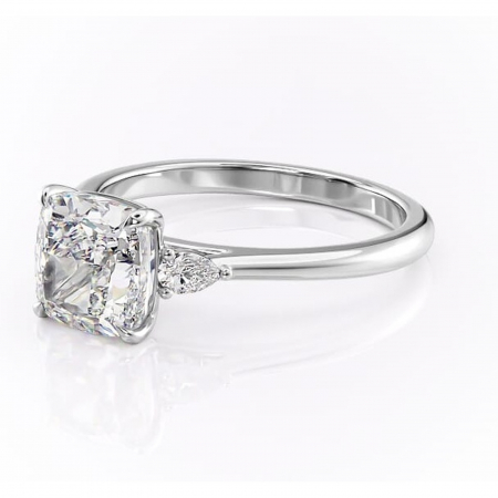 Inel de logodnă Felicity din aur Alb 14kt cu moissanite tăietură pernă – Solitar rafinată pentru profil înalt | Personalizează și configurează gratuit online [6]