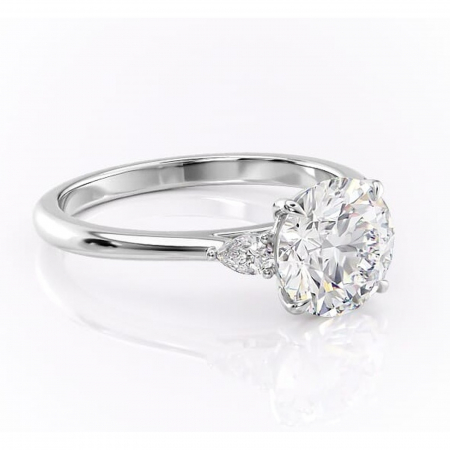 Solitaire - Inel de logodnă Felicity din aur Alb 14kt cu moissanite tăietură rotundă – Solitar rafinată pentru profil înalt | Personalizează și configurează gratuit online