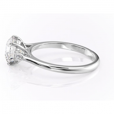 Inel de logodnă Felicity din aur Alb 14kt cu moissanite tăietură rotundă – Solitar rafinată pentru profil înalt | Personalizează și configurează gratuit online [5]