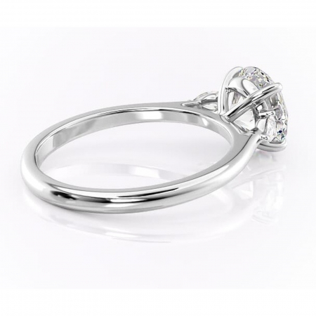 Inel de logodnă Felicity din aur Alb 14kt cu moissanite tăietură rotundă – Solitar rafinată pentru profil înalt | Personalizează și configurează gratuit online [2]