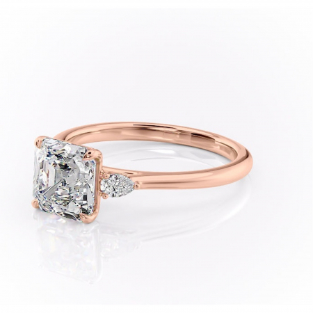 Inel de logodnă Felicity din aur Rose 18kt cu moissanite tăietură asscher – Solitar rafinată pentru profil înalt | Personalizează și configurează gratuit online [6]