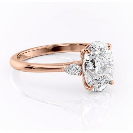 14K - Inel de logodnă Felicity din aur Rose 14kt cu moissanite tăietură ovală – Solitar rafinată pentru profil înalt | Personalizează și configurează gratuit online