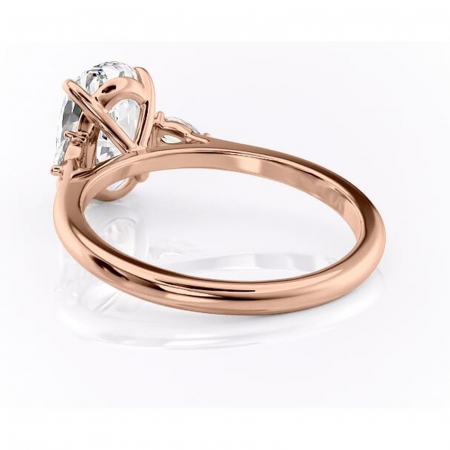 Inel de logodnă Felicity din aur Rose 14kt cu moissanite tăietură ovală – Solitar rafinată pentru profil înalt | Personalizează și configurează gratuit online [3]