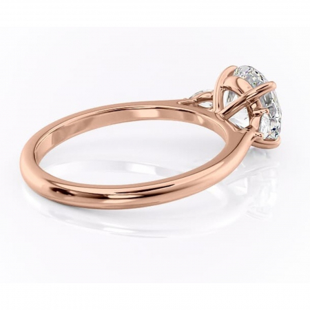 Inel de logodnă Felicity din aur Rose 14kt cu moissanite tăietură rotundă – Solitar rafinată pentru profil înalt | Personalizează și configurează gratuit online [2]