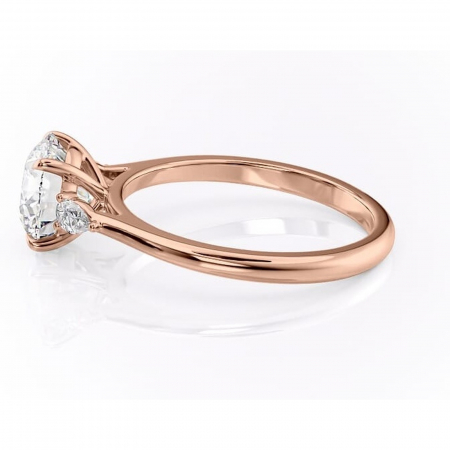 Inel de logodnă Felicity din aur Rose 14kt cu moissanite tăietură rotundă – Solitar rafinată pentru profil înalt | Personalizează și configurează gratuit online [5]