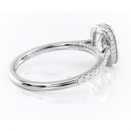 Inel de logodnă Fernelle din aur Alb 14kt cu moissanite tăietură pernă – Montură închisă rafinată pentru profil înalt | Personalizează și configurează gratuit online [2]