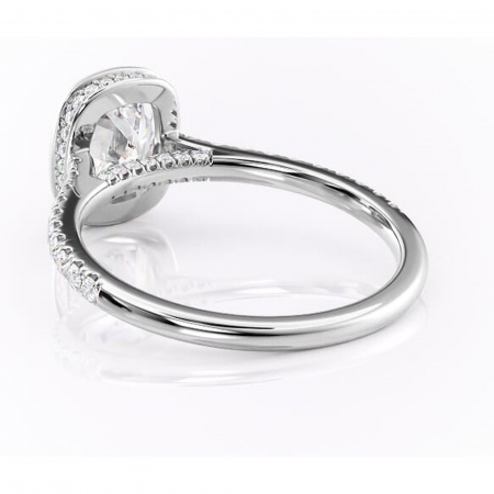 Inel de logodnă Fernelle din aur Alb 14kt cu moissanite tăietură pernă – Montură închisă rafinată pentru profil înalt | Personalizează și configurează gratuit online [3]