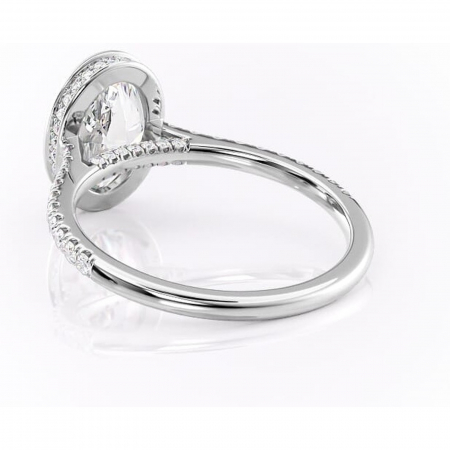 Inel de logodnă Fernelle din aur Alb 14kt cu moissanite tăietură ovală – Montură închisă rafinată pentru profil înalt | Personalizează și configurează gratuit online [3]