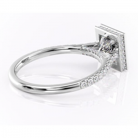 Inel de logodnă Fernelle din aur Alb 18kt cu moissanite tăietură princess – Montură închisă rafinată pentru profil înalt | Personalizează și configurează gratuit online [2]