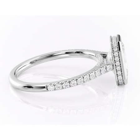 Inel de logodnă Fernelle din aur Alb 14kt cu moissanite tăietură radiantă – Montură închisă rafinată pentru profil înalt | Personalizează și configurează gratuit online [1]