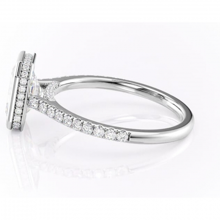 Inel de logodnă Fernelle din aur Alb 14kt cu moissanite tăietură radiantă – Montură închisă rafinată pentru profil înalt | Personalizează și configurează gratuit online [5]