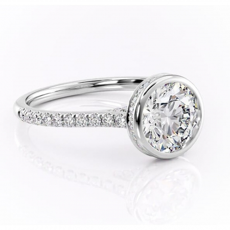 Halo - Inel de logodnă Fernelle din aur Alb 14kt cu moissanite tăietură rotundă – Montură închisă rafinată pentru profil înalt | Personalizează și configurează gratuit online